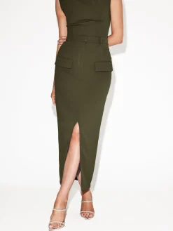 Sale Split-front Solid Midi Skirt Skirts|Bottoms