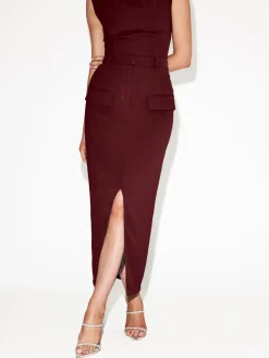 Sale Split-front Solid Midi Skirt Skirts|Bottoms
