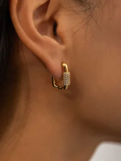Outlet Square Chubby Diamond Earrings Earrings|Accessories