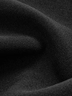 Outlet Square Collar Beaded Decor Pleated Dress Black Dresses|Casual Dresses