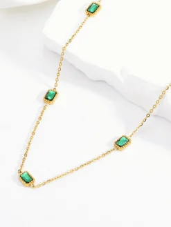 Best Square Green Zircon Necklace Necklaces|Accessories