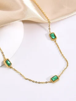Best Square Green Zircon Necklace Necklaces|Accessories