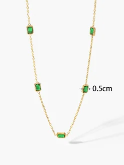 Best Square Green Zircon Necklace Necklaces|Accessories