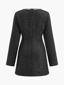 Best Square Neck Beaded Short Dress Black Dresses|Cocktail & Party Dresses