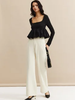 New Square Neck Bud Waist Blouse Blouses & Shirts|Tops