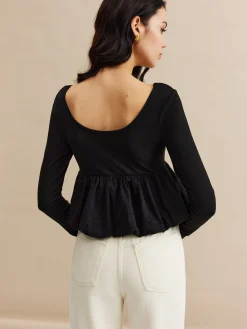New Square Neck Bud Waist Blouse Blouses & Shirts|Tops