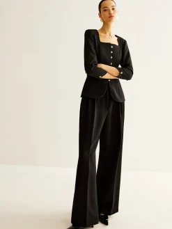 Square Neck Button Down Slit Blouse Blouses & Shirts|Tops