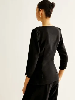 Square Neck Button Down Slit Blouse Blouses & Shirts|Tops