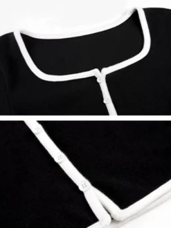 Online Square Neck Contrast Trim Long Sleeve Knit Shirt T-shirts|Knitwear