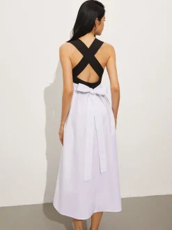 New Square Neck Criss Cross Dress White Dresses|Casual Dresses
