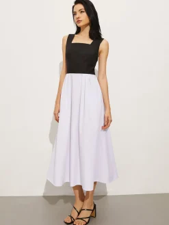 New Square Neck Criss Cross Dress White Dresses|Casual Dresses