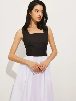 New Square Neck Criss Cross Dress White Dresses|Casual Dresses
