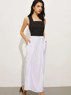 New Square Neck Criss Cross Dress White Dresses|Casual Dresses