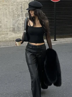 Square Neck Panel Crop Blouse Crop Tops|Blouses & Shirts
