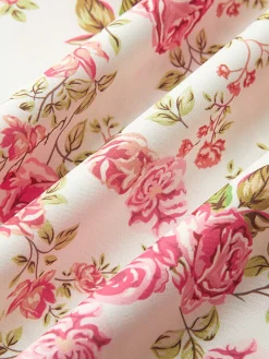 Online Square Neck Zipper Floral Dress Floral Dresses|Summer Dresses