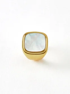 Clearance Square Shell Signet Ring Rings & Bracelets|Accessories