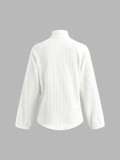 Online Stand Collar Bishop Sleeve Pants Set Long Sleeve Sets|Pants Sets