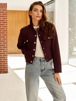 Hot Stand Collar Button Jacket Outerwear|Jackets