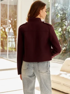 Hot Stand Collar Button Jacket Outerwear|Jackets