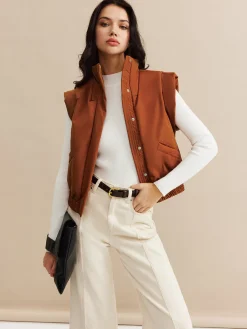 Sale Stand Collar Button Warm Vest Outerwear|Vests