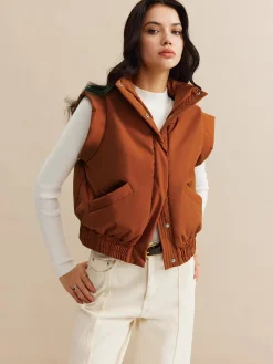 Sale Stand Collar Button Warm Vest Outerwear|Vests