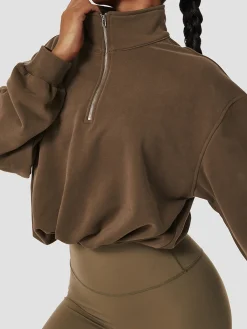 Best Stand Collar Drawstring & Zipper Sweatshirt Tops