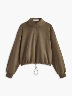 Best Stand Collar Drawstring & Zipper Sweatshirt Tops