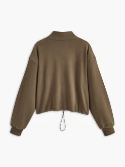 Best Stand Collar Drawstring & Zipper Sweatshirt Tops