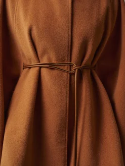 Clearance Stand Collar Lariat-Belted Warm Cloak Outerwear|Tops