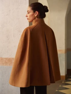 Clearance Stand Collar Lariat-Belted Warm Cloak Outerwear|Tops