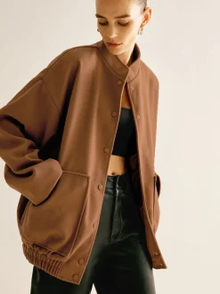 Best Stand Collar Plain Button Jacket Outerwear|Jackets