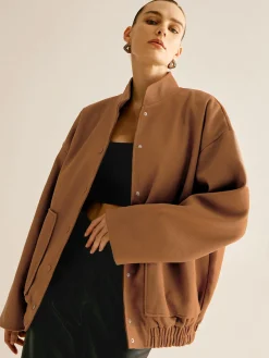 Best Stand Collar Plain Button Jacket Outerwear|Jackets