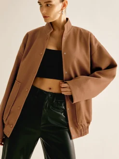 Best Stand Collar Plain Button Jacket Outerwear|Jackets