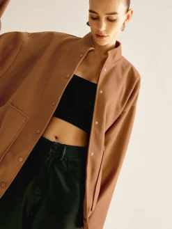 Best Stand Collar Plain Button Jacket Outerwear|Jackets