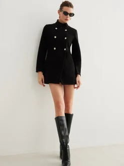 Hot Stand Collar Plain Button Blazer Outerwear|Blazers