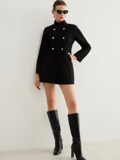 Hot Stand Collar Plain Button Blazer Outerwear|Blazers