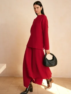 Discount Stand Collar Plain Shift Sweater Knitwear|Matching Sets