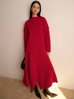 Discount Stand Collar Plain Shift Sweater Knitwear|Matching Sets