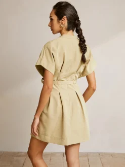 Hot Stand Collar Short Dress With Belt Work Dresses|Summer Dresses