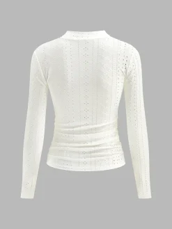 Clearance Stand Collar Side-Pleated Skinny Top Tops