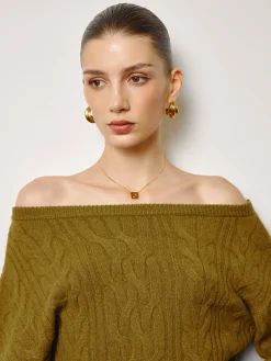 Hot Straight Neck Short Cable Knit Top Knitwear|Tops