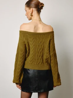 Hot Straight Neck Short Cable Knit Top Knitwear|Tops