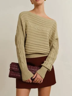 Online Straight Neck Twist Sweater Sweater Tops|Sweaters & Cardigans