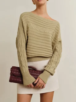Online Straight Neck Twist Sweater Sweater Tops|Sweaters & Cardigans