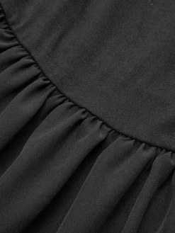 Straight-Shoulder Bud Waist Jersey Dress Black Dresses|Cocktail & Party Dresses