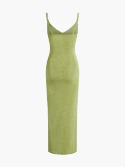 New Strap Slit Midi Dress Sweater Dresses|Casual Dresses