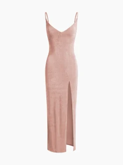 New Strap Slit Midi Dress Sweater Dresses|Casual Dresses