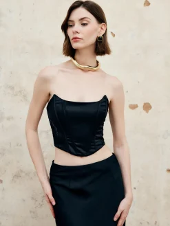 New Strapless Knotted Back Corset Top Tops