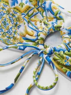 Sale Strapless Print Knotted Bikini Set Swimwear|Tops