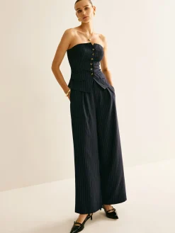 Strapless Wrap Breasted Skinny Vest Outerwear|Vests